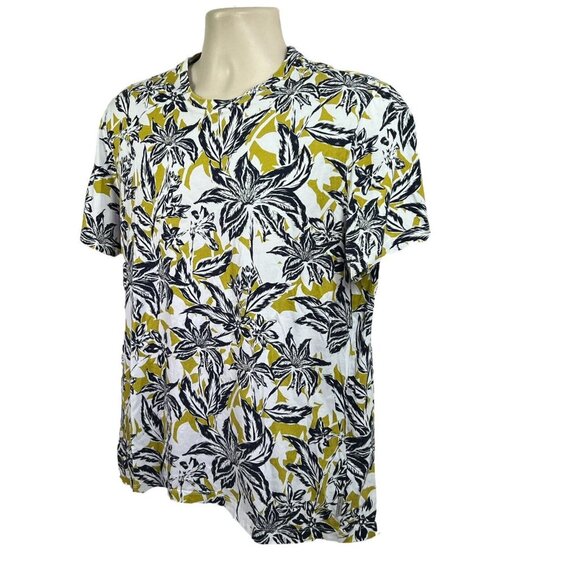 Ted Baker London Crewneck Men's‎ Size 4 Tropical Floral White Green T-Shirt - Picture 1 of 6